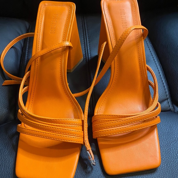 Forever 21 Shoes - Orange High Heels with Straps